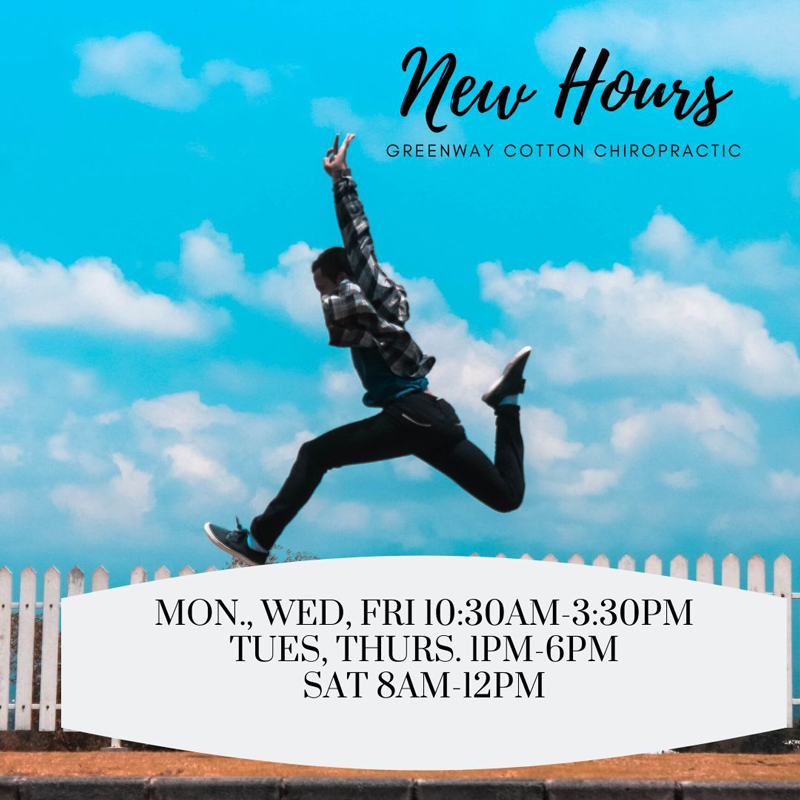 New Hours During COVID-19 at Greenway Cotton Chiropractic and Body Harmony Massage